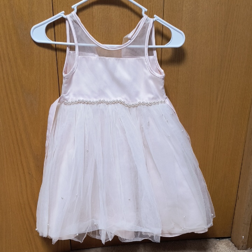 American Princess, Light Pink Tulle Dress with Pearl Accents